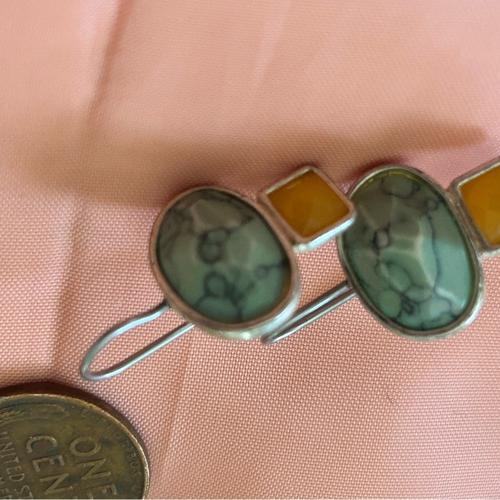 Turquoise Stone & Amber Accent earrings
